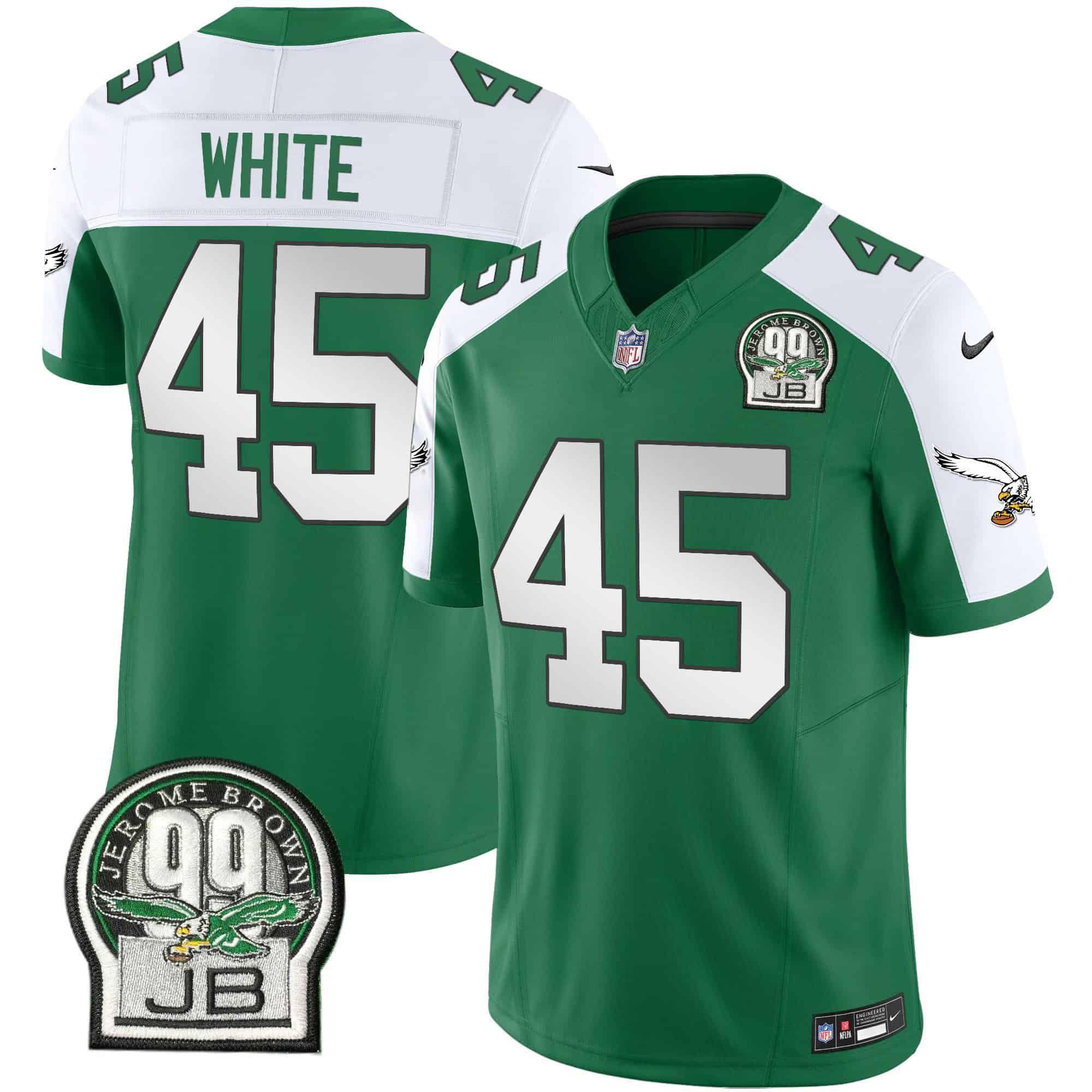 Men Philadelphia Eagles #45 Green Black 2024 Nike Jerome Brown Patch Alternate Limited NFL Jersey